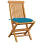 vidaXL Sillas de jardín 4 uds madera de teca con cojines azul claro vidaXL Sillas de jardín 4 uds madera de teca con cojines azul claro