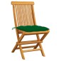 vidaXL Sillas de jardín 2 uds madera maciza de teca con cojines verdes vidaXL Sillas de jardín 2 uds madera maciza de teca con cojines verdes