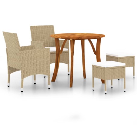 vidaXL Juego de comedor de jardín de 5 piezas beige