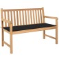 vidaXL Banco de jardín madera maciza de teca con cojín negro 120 cm vidaXL Banco de jardín madera maciza de teca con cojín negro 120 cm