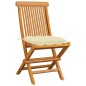 vidaXL Sillas de jardín 4 uds madera de teca con cojines blanco crema 