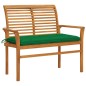 vidaXL Banco de jardín madera maciza de teca con cojín verde 112 cm vidaXL Banco de jardín madera maciza de teca con cojín verde 112 cm