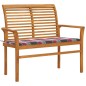 vidaXL Banco de jardín madera de teca con cojín a cuadros rojo 112 cm vidaXL Banco de jardín madera de teca con cojín a cuadros rojo 112 cm