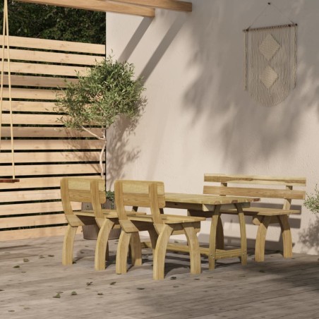 vidaXL Juego de comedor de jardín 4 piezas madera de pino impregnada 