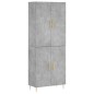 vidaXL Aparador alto madera contrachapada gris hormigón 69,5x34x180 cm
