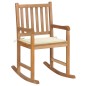 vidaXL Silla mecedora de madera maciza de teca con cojín color crema vidaXL Silla mecedora de madera maciza de teca con cojín color crema
