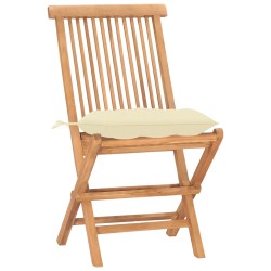vidaXL Set comedor de jardín plegable 3 piezas madera de teca cojines