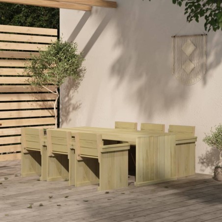 vidaXL Set de comedor de jardín 7 piezas madera pino impregnada
