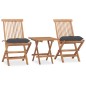 vidaXL Set comedor de jardín plegable 3 piezas madera de teca cojines vidaXL Set comedor de jardín plegable 3 piezas madera de teca cojines