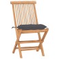 vidaXL Set comedor de jardín plegable 3 piezas madera de teca cojines vidaXL Set comedor de jardín plegable 3 piezas madera de teca cojines