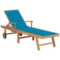 vidaXL Tumbona con cojín azul madera maciza de teca vidaXL Tumbona con cojín azul madera maciza de teca