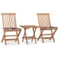vidaXL Set comedor de jardín plegable 3 piezas madera de teca cojines vidaXL Set comedor de jardín plegable 3 piezas madera de teca cojines