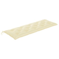 vidaXL Banco de jardín apilable con cojín madera maciza de teca 159 cm