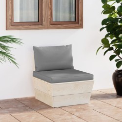  vidaXL Sofá central de palets jardín cojines madera abeto impregnada