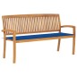 vidaXL Banco de jardín apilable con cojín madera maciza de teca 159 cm vidaXL Banco de jardín apilable con cojín madera maciza de teca 159 cm