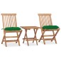 vidaXL Set comedor de jardín plegable 3 piezas madera de teca cojines vidaXL Set comedor de jardín plegable 3 piezas madera de teca cojines