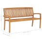 vidaXL Banco de jardín apilable con cojín madera maciza teca 159 cm