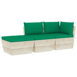 vidaXL Muebles de jardín de palets 3 pzas y cojines madera de abeto 