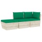 vidaXL Muebles de jardín de palets 3 pzas y cojines madera de abeto 