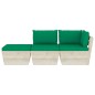 vidaXL Muebles de jardín de palets 3 pzas y cojines madera de abeto 