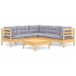 vidaXL Juego de muebles de jardín 6 pzas y cojines madera maciza pino vidaXL Juego de muebles de jardín 6 pzas y cojines madera maciza pino