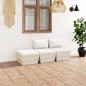 vidaXL Muebles de jardín de palets 3 pzas y cojines madera de abeto vidaXL Muebles de jardín de palets 3 pzas y cojines madera de abeto