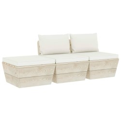 vidaXL Muebles de jardín de palets 3 pzas y cojines madera de abeto 