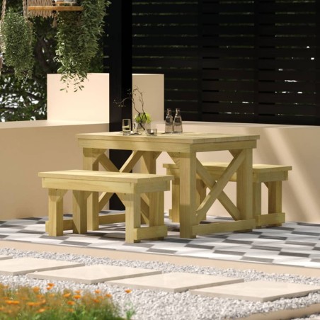 vidaXL Juego de comedor de jardín 3 piezas madera de pino impregnada 