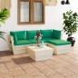vidaXL Muebles de jardín de palets 5 pzas y cojines madera de abeto 