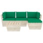 vidaXL Muebles de jardín de palets 5 pzas y cojines madera de abeto 