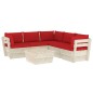 vidaXL Muebles de jardín de palets 6 piezas y cojines madera de abeto vidaXL Muebles de jardín de palets 6 piezas y cojines madera de abeto