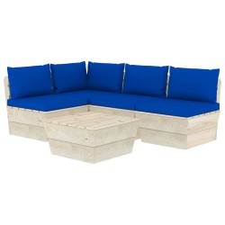 vidaXL Muebles de jardín de palets 5 piezas y cojines madera de abeto 