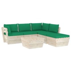 vidaXL Muebles de jardín de palets 6 piezas y cojines madera de abeto 