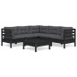 vidaXL Muebles de jardín 6 pzas con cojines negro madera maciza pino vidaXL Muebles de jardín 6 pzas con cojines negro madera maciza pino