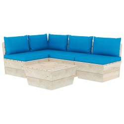 vidaXL Muebles de jardín de palets 5 piezas y cojines madera de abeto 