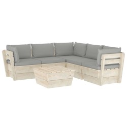 vidaXL Muebles de jardín de palets 6 piezas y cojines madera de abeto 