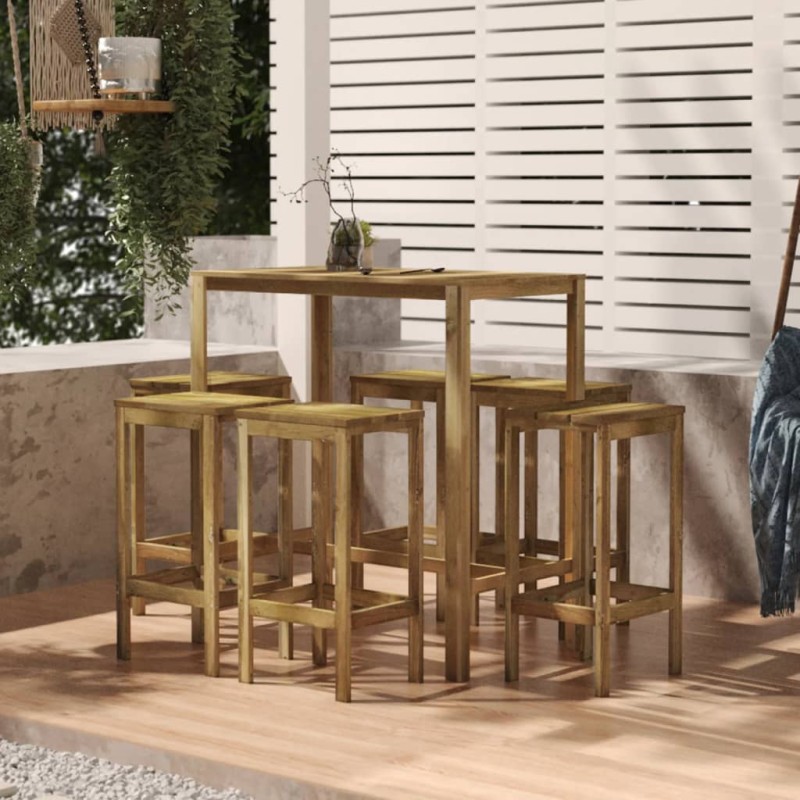 vidaXL Set de bar de jardín 7 piezas madera de pino impregnada vidaXL Set de bar de jardín 7 piezas madera de pino impregnada