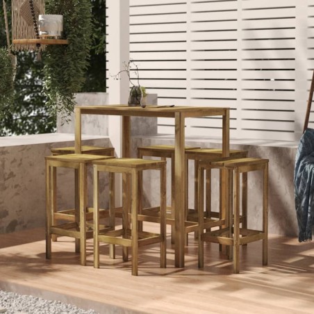 vidaXL Set de bar de jardín 7 piezas madera de pino impregnada