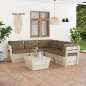 vidaXL Muebles de jardín de palets 6 piezas y cojines madera de abeto 