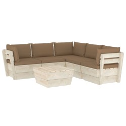 vidaXL Muebles de jardín de palets 6 piezas y cojines madera de abeto 