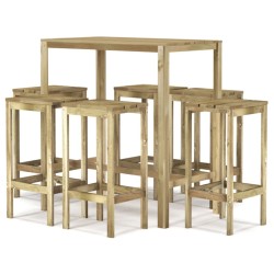 vidaXL Set de bar de jardín 7 piezas madera de pino impregnada