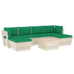 vidaXL Muebles de jardín de palets 7 piezas y cojines madera de abeto 