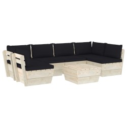 vidaXL Muebles de jardín de palets 7 piezas y cojines madera de abeto 
