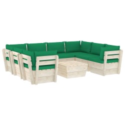 vidaXL Muebles de jardín de palets 9 piezas y cojines madera de abeto 
