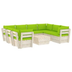 vidaXL Muebles de jardín de palets 9 piezas y cojines madera de abeto 
