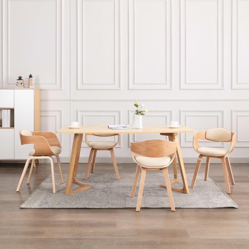 vidaXL Sillas de comedor 4 uds madera curvada y cuero sintético vidaXL Sillas de comedor 4 uds madera curvada y cuero sintético