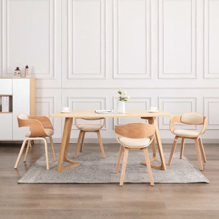 vidaXL Sillas de comedor 4 uds madera curvada y cuero sintético