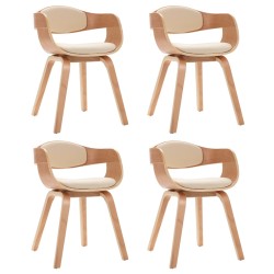 vidaXL Sillas de comedor 4 uds madera curvada y cuero sintético