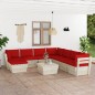 vidaXL Muebles de jardín de palets 9 piezas y cojines madera de abeto vidaXL Muebles de jardín de palets 9 piezas y cojines madera de abeto