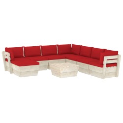 vidaXL Muebles de jardín de palets 9 piezas y cojines madera de abeto 